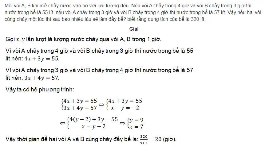 Bài tập giải bài toán bằng cách lập hệ phương trình