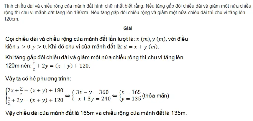 Bài tập giải bài toán bằng cách lập hệ phương trình