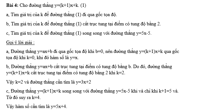 Bài tập về hàm số bậc nhất 