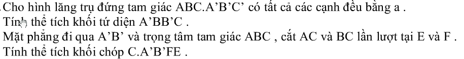 Bài tập về lăng trụ tam giác đều