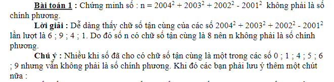 Bài tập về số chính phương bài 1