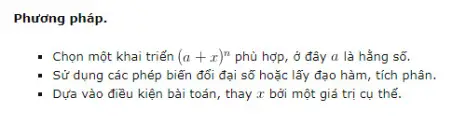 Bài toán ứng dụng nhị thức newton trong các bài liên quan đến tổ hợp