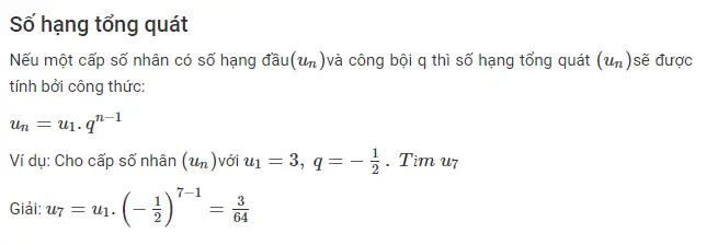 Số hạng tổng quát của cấp số nhân