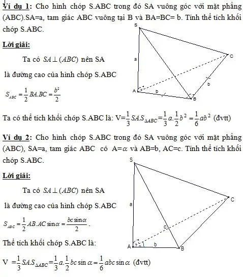 ví dụ về bài toán tìm thể tích hình chóp