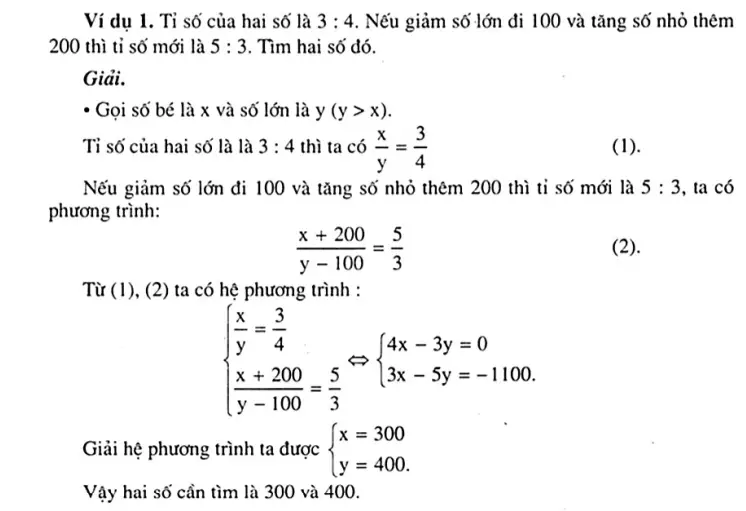 ví dụ về phương pháp lập hệ phương trình